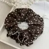 Outono Precoce Estilo Coreano Mi Ka Preto Floral Camada Dupla Crochê Elástico de Cabelo Intestino Grosso Temperamento Elegante Coque Baixo Flor de Cabelo Corda de Cabelo
