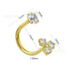 Binkes F136 Aleación de Titanio Dorado Diamante Incrustado Forma de U Perforación de Cartílago Pendiente de Oreja Versátil Anillo de Nariz Anillo de Ombligo Joyería