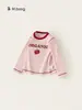 Bangxuan Huzhou Zhili Roupa Infantil Camiseta de Manga Longa para Bebê Rosa Camiseta Básica para Meninas Maçã Infantil Blusa de Gola Redonda