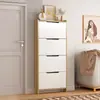 Novo armário de sapatos flip-door de três e quatro camadas ultrafino para uso doméstico, armazenamento estreito atrás da porta, simples, prático e esteticamente agradável para a entrada
