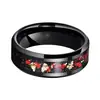 Comercio Electrónico Transfronterizo Incrustado con Foil Rojo Incrustado con Borde Biselado, Superficie Amplia 8mm Negro Unisex Acero de Tungsteno Envío Directo