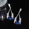 Pendientes de Borla Geométricos de Zirconia Aguja de Plata Pendientes de Lujo Ligero de Gama Alta Diseño Exquisito de Pendientes de Lujo Nicho Al Por Mayor