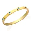Pulsera de Titanio Ojo Maligno Alta Calidad Pulida a Mano Galvanizada Oro 18K Pulsera Galvanizada al Vacío para Mujeres