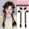 Presilha de Cabelo com Laço Cabeça de Almôndega Simulação Pacote de Cabelo Spice Girl Cabeça de Almôndega Adorno de Cabelo Sereia Presilha de Cabelo Natural Fofa Pacote de Cabelo