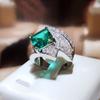 Tiktok live novo estilo imitação palaiba twist anel Qiankun verde lago diamante de alto carbono tesouro colorido anel aberto