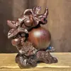 Adornos de Talla de Manzana de Palo de Rosa para Sala de Estar del Hogar, Oficina, Dormitorio, Artesanías Decorativas de Fruta de la Paz de Caoba para Regalo