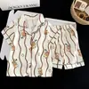 Pijama Popular Lindo de Dibujos Animados de Estrella para Niñas, Manga Corta de Verano Nuevo Algodón Nube Rayado Conjunto de Ropa para el Hogar Venta al por Mayor