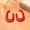 Pendientes Rojos de Año Nuevo en Forma de U con Goteo de Aceite, Moda de Alta Gama, Diseño Elegante y Único, Diseño de Nicho, Pendientes Elegantes para Mujer
