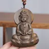 Transmissão ao Vivo de Amuletos Budistas Esculpidos Preciosos, Pingentes de Guanyin para Homens e Mulheres, Pingentes de Madeira Antiga, Colares Inspirados no Zen, Presentes de Feriado