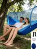 Hamaca Antimosquitos Columpio de Apertura Rápida Nailon Red para Mosquitos Estilo Camping al Aire Libre Patio Antidesgarro Tela de Paracaídas Doble Antivuelco