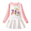 2023 novo comércio exterior roupas infantis primavera e outono suéter liso vestido de menina cor de algodão contraste estilo ocidental saia plissada