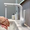 Lavabo Blanco Leche Grifo Extraíble Cajón de Baño Ajustable 4 Puntos Encimera de Baño Lavabo Caliente y Frío