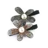 Pinza de Pato Flor de Perla Pinza Brillante de Flor de Diamante Estilo Francés Suave Fresca Flor Pinza Lateral Pinza para el Cabello Tocado para Mujeres