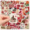 50 Pegatinas Estéticas Creativas Rojas para Guitarra DIY, Taza de Agua, Maleta, Materiales para Diario, Decoración y Laptop