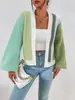 Design de Costura Dopamina Cor Contrastante Elegante Moderno Cardigã de Malha Feminino Estilo Preguiçoso Europeu e Americano Blusa de Manga Longa Suéter