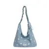 Bolsa Tote de Lona Listrada com Estrelas para Mulheres, Nova Moda de Verão Bolsa de Ombro, Bolsa Grande de Ombro Transversal