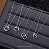 Collar de Anillo Mobius de Plata Esterlina S925 para Mujer, Versátil, de Lujo Ligero, Cadena Clavicular de Eslabones de Anillo, Joyería de Plata con Circonita de Doble Anillo