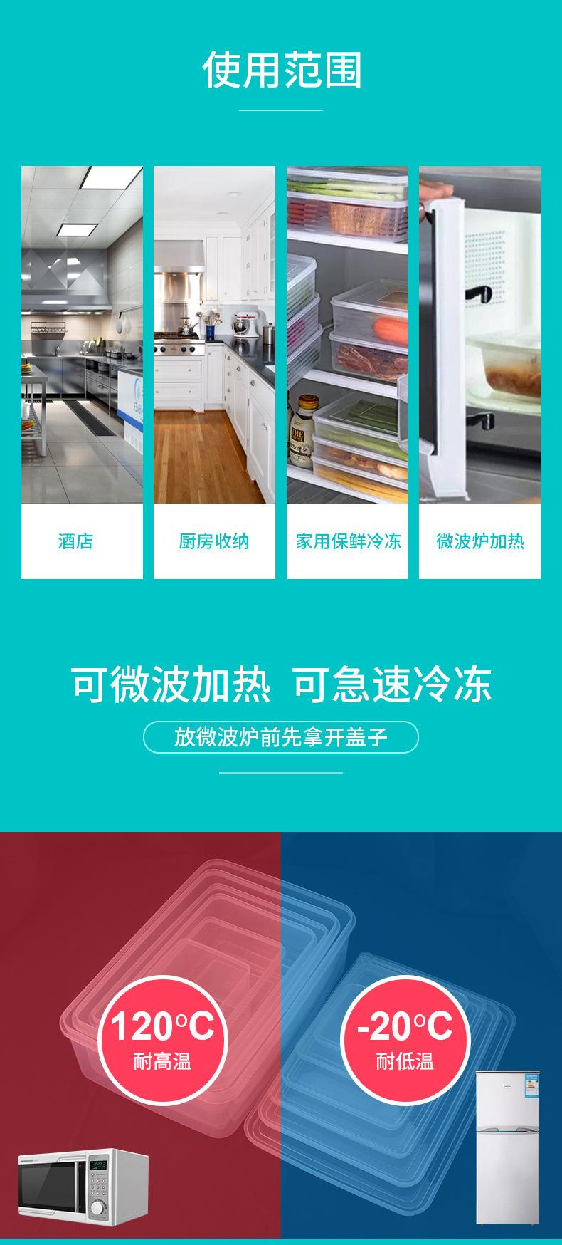 食品级塑料保鲜盒饭盒冰箱果肉食物冷藏收纳储物盒商用透明密封盒