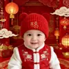Gorro de Felpa Tejido Cálido y Grueso Festivo de Año Nuevo para Bebés y Niños Pequeños, Gorro de Lana Lindo y Divertido para Niños de un Año