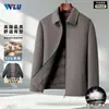 Venta al por mayor de artículos en stock: abrigo de invierno para hombre con lana de alpaca, tejido a doble cara, cuello de solapa, forro de chaleco de plumón y una prenda exterior de estilo formal para hombres de mediana edad
