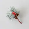 Fruta Roja Navideña Baya Hoja de Pino Hoja Caída Fruto de Cedro Hoja Artificial Tenedor Rama Accesorios DIY Decoraciones Navideñas