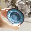 Azul Retro Horno Bajo Esmalte Cerámica Francesa Tazón de Arroz Hogareño de Porcelana Tazón para Arroz Tazón para Fideos Plato Plano