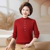 Roupas de Outono e Inverno da Mamãe Camiseta Básica Espessa com Forro de Lã Roupa Interna de Meia-gola Quente para Pessoas de Meia-idade e Idosos Blusa Feminina