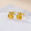 Pendientes de Cristal Natural Plateados Yilu Plata de Ley S925 Amatista Citrino Bolsa de Dinero Bolsa de la Suerte Tachuelas de Moneda de Plata Listos en Stock
