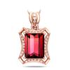 Zhenrong joias 5 quilates sintético pombo sangue vermelho turmalina pingente banhado com 18K ouro rosa conjunto imitação zircão pingente cor