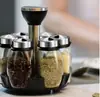 Juego de Frascos para Especias con Base Giratoria 7 Piezas, Combo de Contenedores de Botellas para Condimentos de Cocina, Saleros Almacenadores de Especias para Cocina Casera