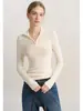 Suéter de lana Yangzi de cuello alto con cremallera, top de manga larga con cuello en V ajustado para capas, suéter base adelgazante