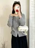 Top de punto hueco redondo holgado para mujer talla grande, chaqueta de manga larga, estilo otoño 2026, cárdigan de punto para mujer talla grande