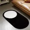 Alfombra de Bloques en Blanco y Negro Casual con Flocado, Manta de Cama de Alto Gama para Dormitorio, Felpudo Absorbente con Mechones para Baño/Inodoro