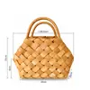 Bolsa de mano tejida a mano con virutas de madera estilo pastoral regalo de inauguración de casa luna llena primer cumpleaños cesta de regalo de recuerdo regalo de vacaciones Festival de Medio Otoño azul