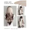 Peluca Transgénero con Degradado Blanco y Negro para Mujeres, Cabello Largo, Estilo Cobertura Total de la Cabeza, Gato Siamés Big Wave, Peluca Larga Rizada Realista