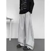 Pantalones de chándal de peso pesado, con caída, pierna ancha y dobladillo curvo para hombre, nuevo diseño otoño 2026, pantalones casuales rectos holgados negros