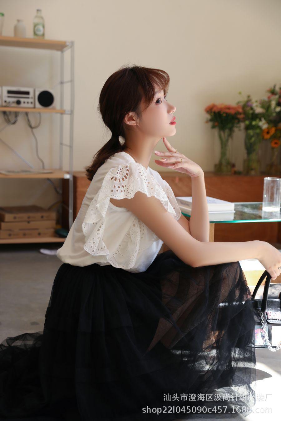 四季百搭秋季黑色黑天鹅纯色高腰网纱蓬蓬裙A字裙半身