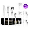 Venta caliente transfronteriza vajilla de acero inoxidable Serie Luna Creciente Cuchillo, tenedor y cuchara occidentales para 6 personas juego de 24 piezas traje de caja de color