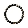 Pulsera de Cuentas de Obsidiana Dorada Estilo Chino Estilo Antiguo Círculo Liso Pulsera de Cristal de Obsidiana Natural Joyería de Estilo Simple para Hombres y Mujeres