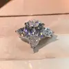 Envío Gratis [Anillo de Liquidación] Plata de Ley S925 Lujo Accesible Gama Alta Anillo de Zirconia Moissanita Ovalado Doble Capa para Mujer