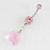 Anillo para el Ombligo Flor de Cristal de Diamante Doble Clavo de Ombligo Varilla de Acero Inoxidable Médico Joyería para Piercing Corporal Venta al por Menor y al por Mayor