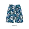 Shorts casuais havaianos para homens, estilo Hong Kong, shorts florais soltos e versáteis, shorts versáteis e da moda para férias na praia, para casais, comprimento até o joelho