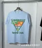 Camiseta Roja de Verano de Manga Corta con Logo Blanco de Casablanca, Marca de Moda Tendencia, Cuello Redondo, Estampado Minimalista, Redondo, Niche Casa