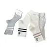 Calcetines de punto de media pantorrilla estilo coreano 2026 con bordado de oso para mujer, calcetines casuales ligeros de algodón a rayas versátiles para primavera y verano