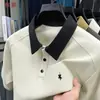 Camisa Polo Masculina de Verão Color Block na Gola, Manga Curta, Nova Estilosa, Solta, Respirável, Casual