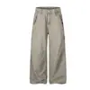 Calça Jeans de Trabalho Casual Estilosa Vintage Americana Lavada Desgastada de Alta Qualidade Magic Bear para Homens e Mulheres, Perna Reta Solta Larga
