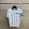 Ventas Directas de Fábrica Tb Nuevo Estilo de Verano Perro de Espalda Rayas Cuatro Tejido Cuello Camisero Manga Corta Camisa Polo Casual para Hombres y Mujeres