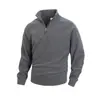 Venta Caliente Europea y Americana Otoño e Invierno Nuevo Vellón de Coral Cremallera Cuello Alto Suéter Sudadera para Hombre Color Sólido Simple Ropa Casual para Hombre