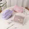 Nueva bolsa de maquillaje transpirable de malla, bolsa de almacenamiento para cosméticos, bolsa de tocador transparente portátil de gran capacidad para viajes, personalizable con logo