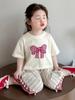 Traje de Cuadros para Niña con Lazo en la Espalda, Atuendo de Verano 2026 Nuevo Estilo, Elegante Conjunto Casual de Dos Piezas para la Escuela Infantil, Ropa Infantil